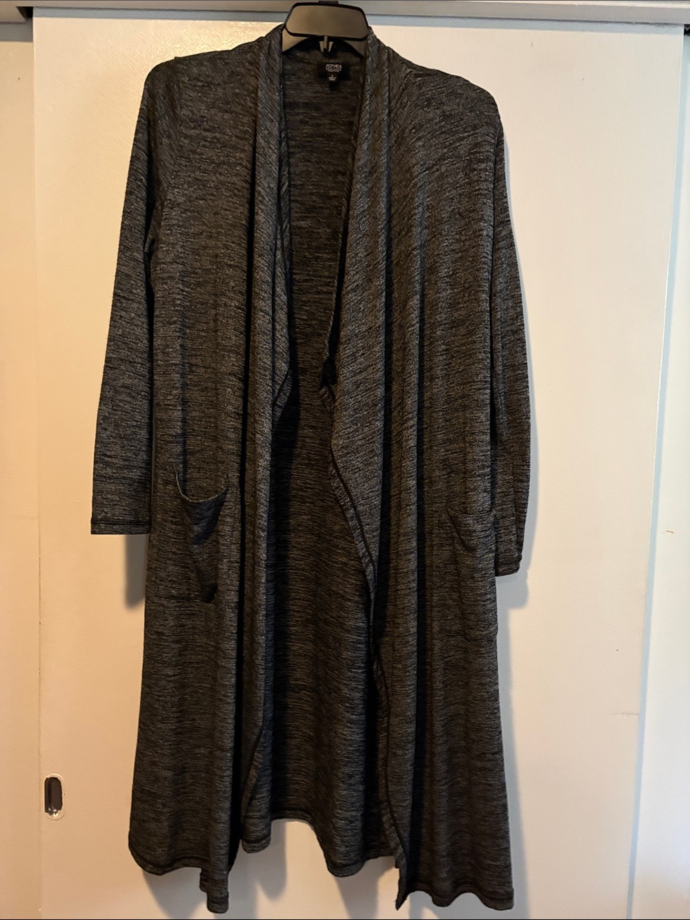 Jones New York Charcoal Gray Open-Front Longline Cardigan
